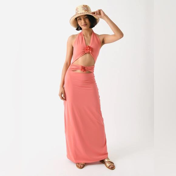 MAYGEL CORONEL Vaupes Dress in Tropical Pink Coral Halter Maxi Dress - Picture 5 of 13